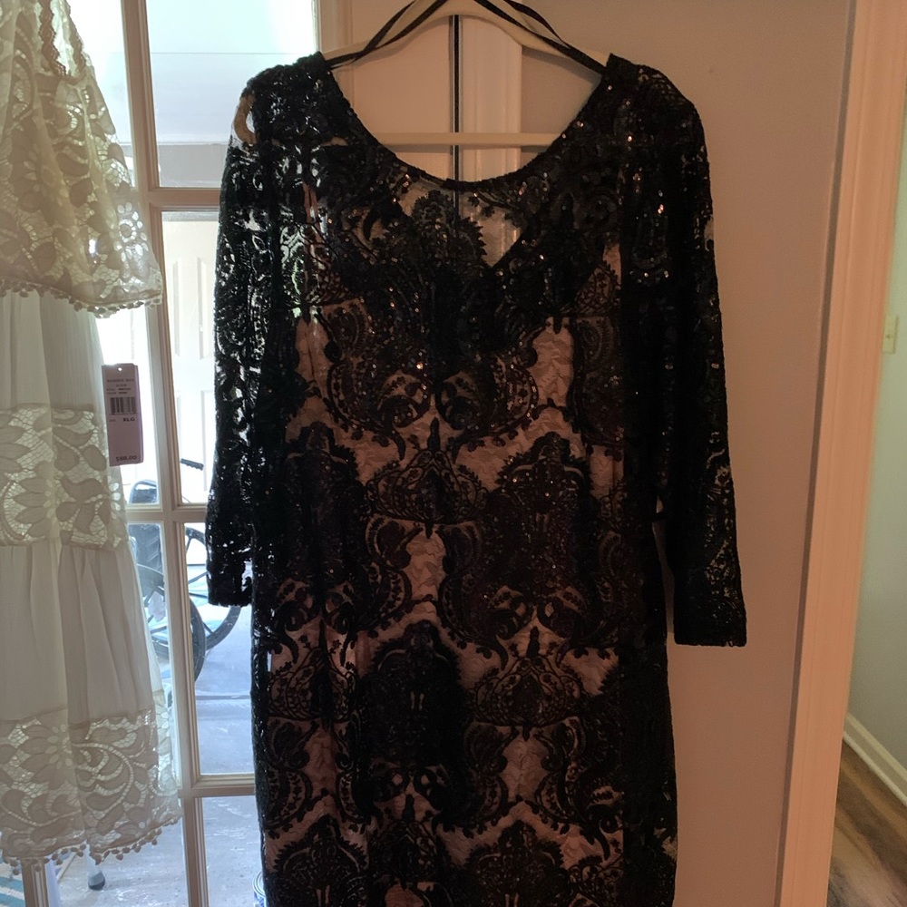 Short black sequin overlay dress. New with tags.